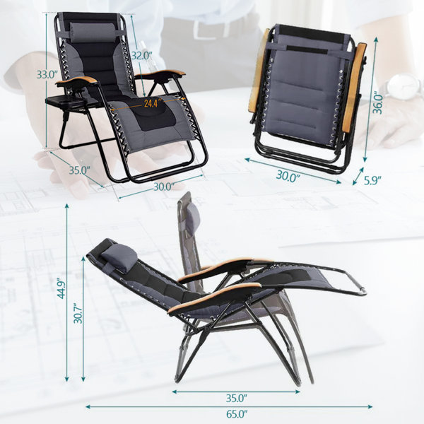 MAISON ARTS Padded Reclining Zero Gravity Chair with Cushion Wayfair